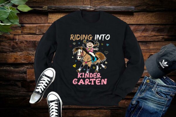 Riding Into Kindergarten Horse Riding Back to School Shirt Premium