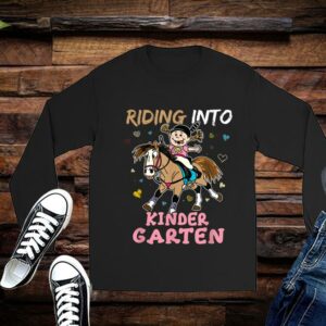 Riding Into Kindergarten Horse Riding Back to School Shirt Premium 2