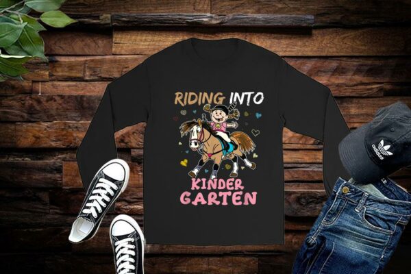 Riding Into Kindergarten Horse Riding Back to School Shirt Premium