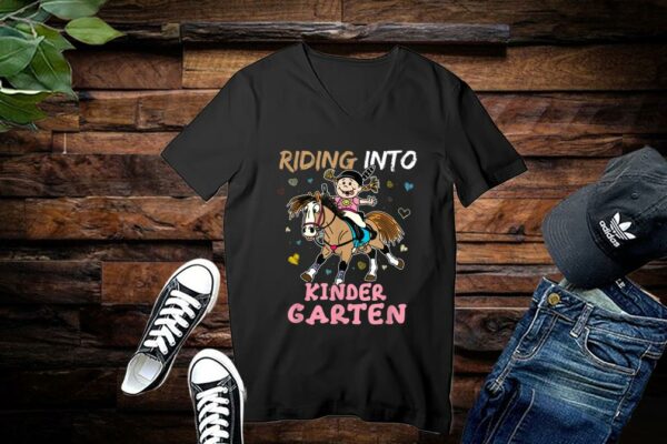 Riding Into Kindergarten Horse Riding Back to School Shirt Premium