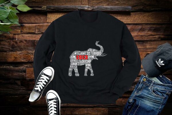 Womens Delta 1913 Sorority Elephant Sigma Theta Words Shirt Premium