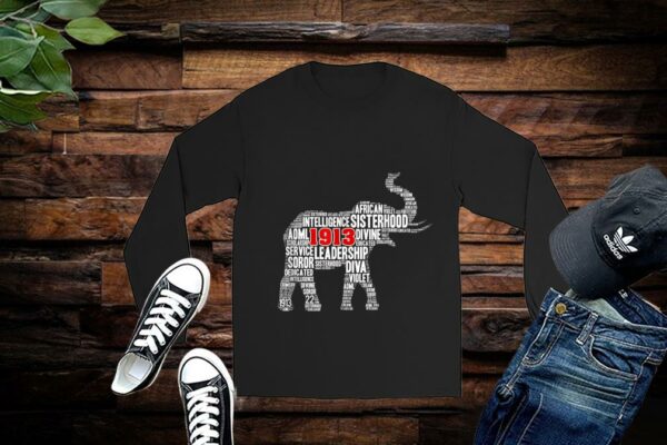 Womens Delta 1913 Sorority Elephant Sigma Theta Words Shirt Premium