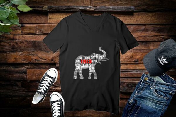 Womens Delta 1913 Sorority Elephant Sigma Theta Words Shirt Premium