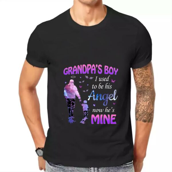 Fathers Day Shirt, Grandpa's Boy I Used To Be His Angel Now He's Mine Shirt, Women Shirt, Unisex Shirt