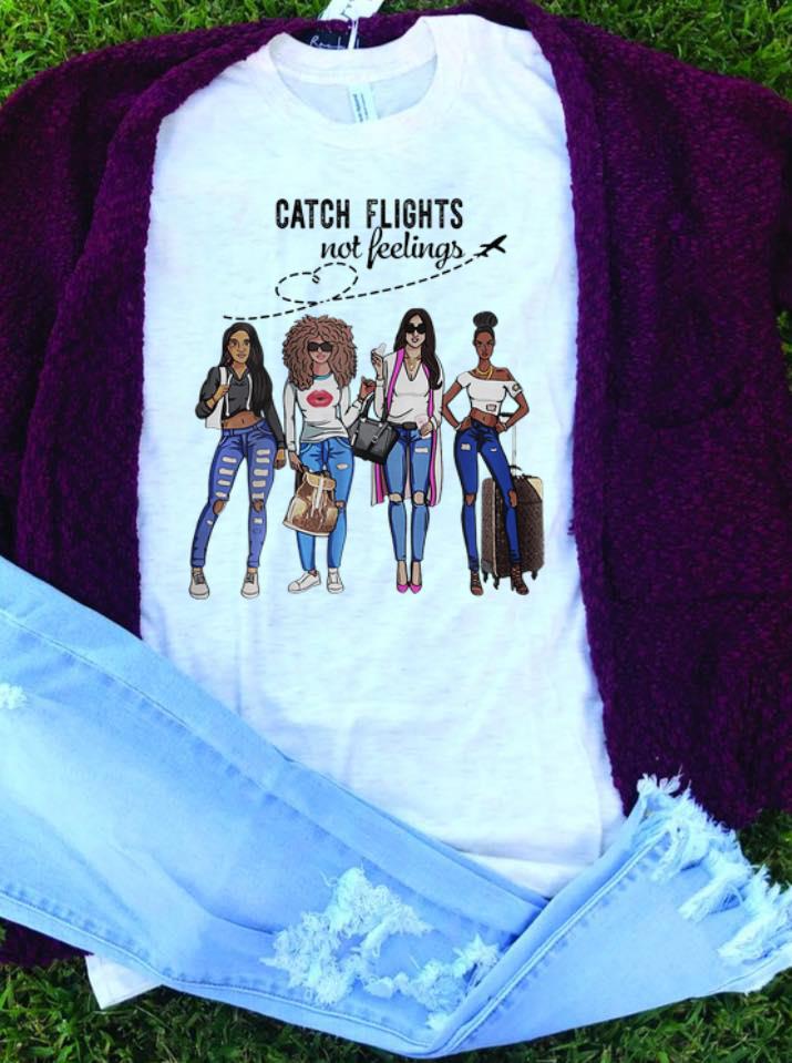 Catch Flights Not Feelings Summer guy tee