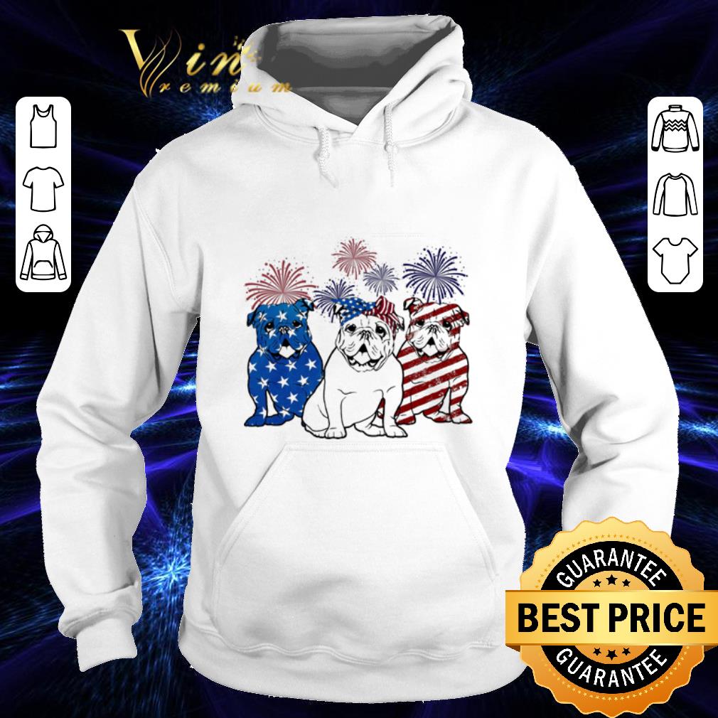 Funny Fireworks Bulldog 4th of July independence day American flag shirt