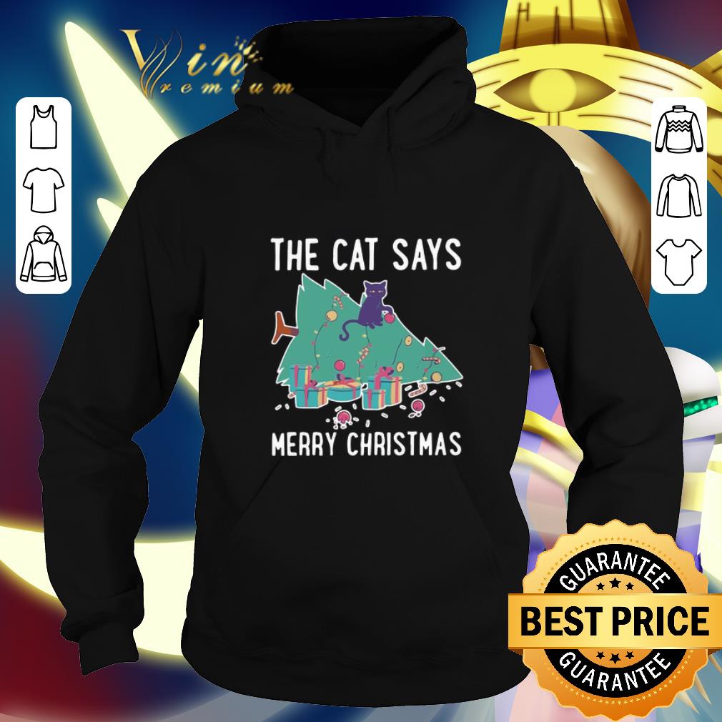 Premium The cat says Merry Christmas shirt