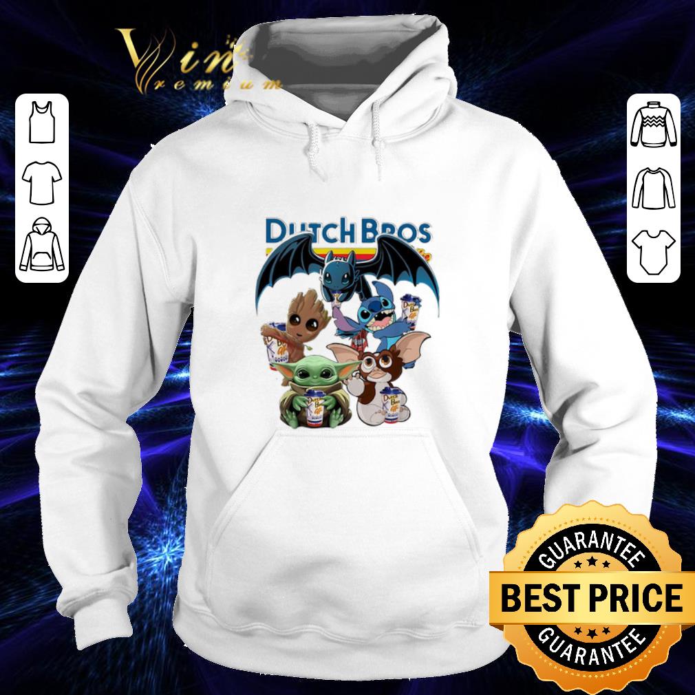 Premium Dutch Bros Coffee Baby Yoda Groot Stitch Toothless and Gizmo shirt