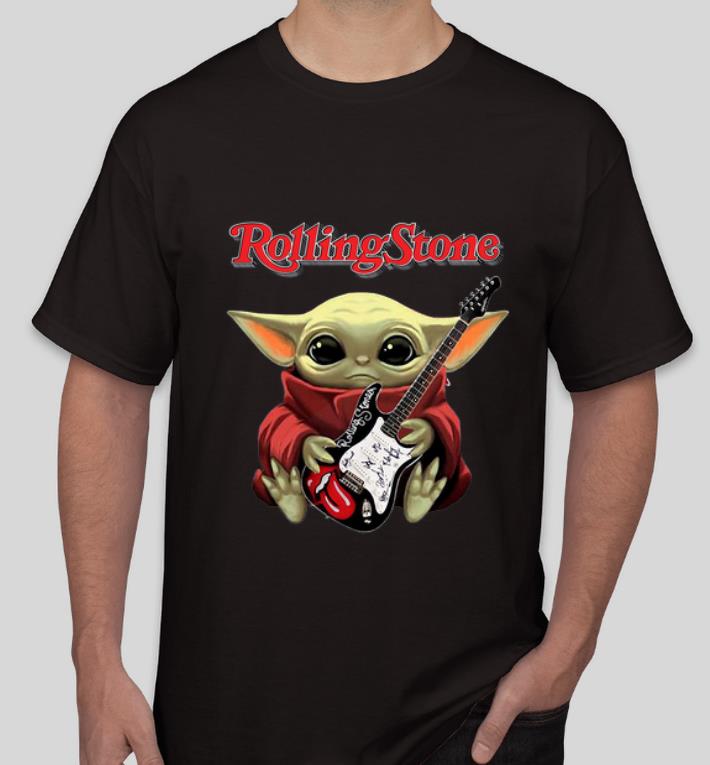 Awesome Star Wars Baby Yoda Hug Guitar Rolling Stone shirt