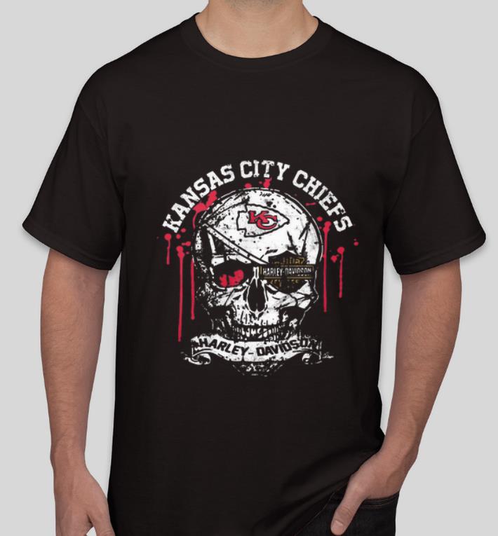 Pretty Kansas City Chiefs Skull Harley Davidson shirt