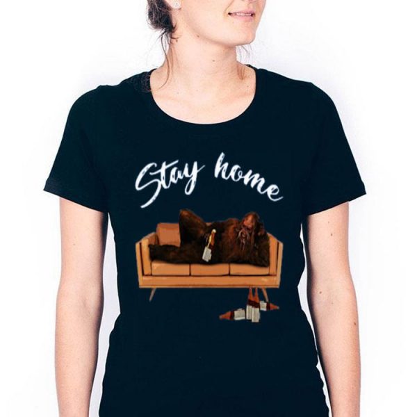 Nice Bigfoot Lying Down Drinking Beer Stay Home Shirt