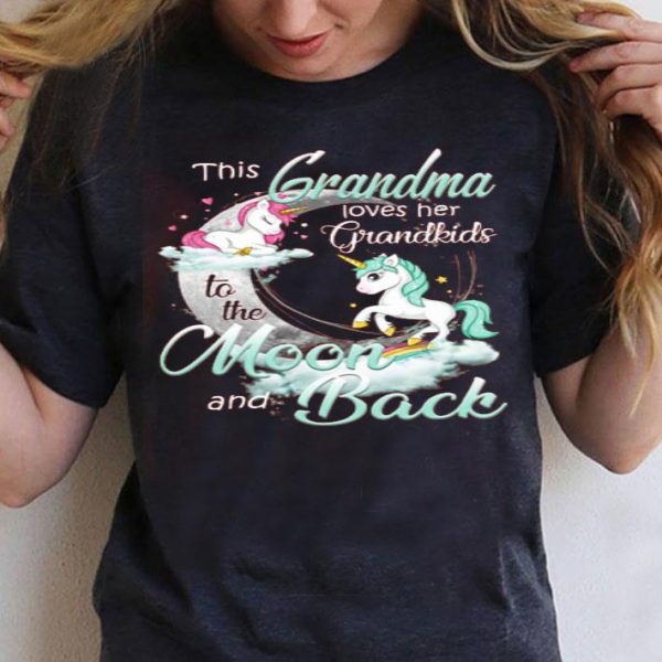 Unicorn This Grandma Loves Her Grandkids To The Moon And Back Shirt