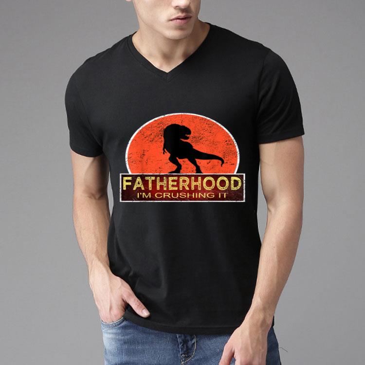 Fatherhood Crushing It Father's Day Gift Vintage Dinosaur Shirt