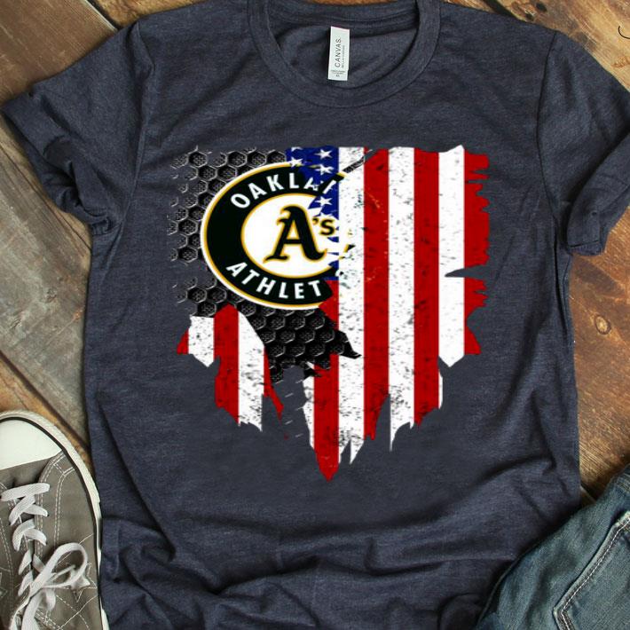 American Flag Outside Oakland Athletics Shirt