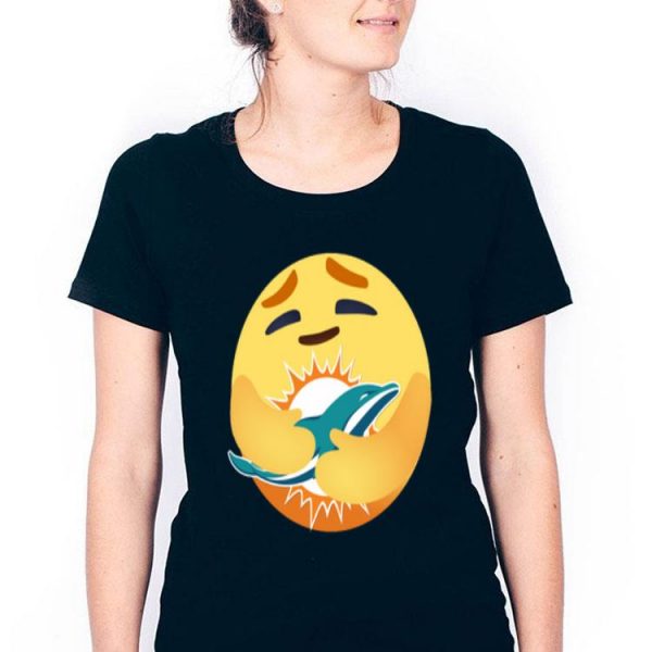 Love The Miami Dolphins Love Hug Care Emoji NFL Shirt
