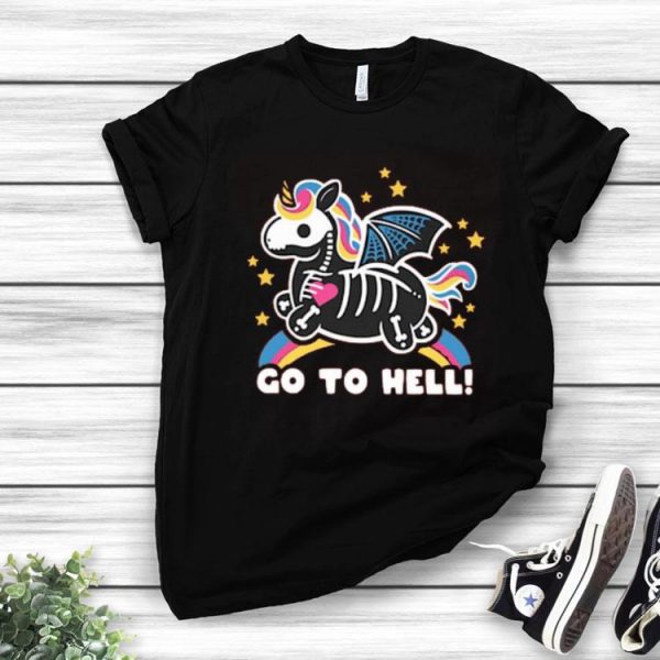 Skeleton Unicorn Go to Hell Shirt