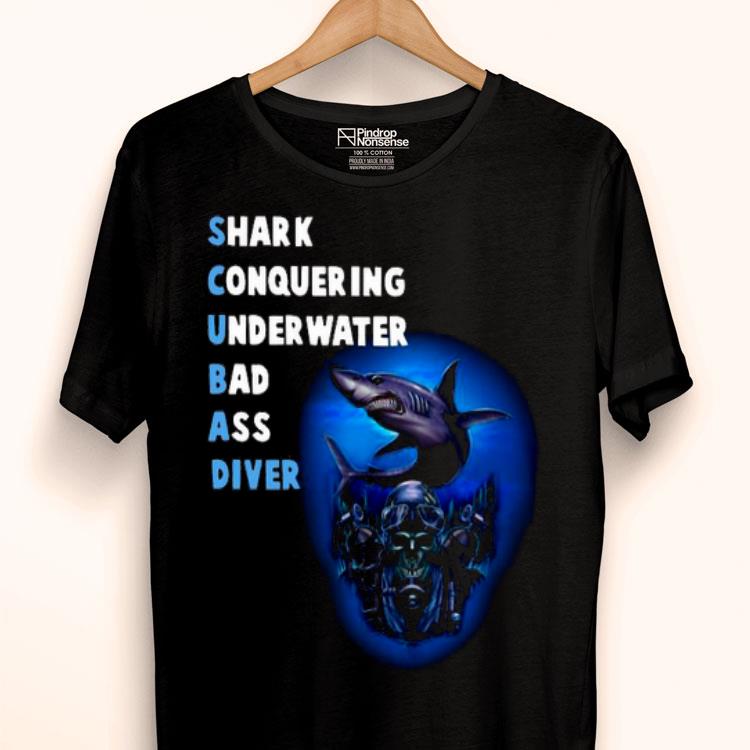 Quality Scuba Shark Conquering Underwater Badass Diver Shirt