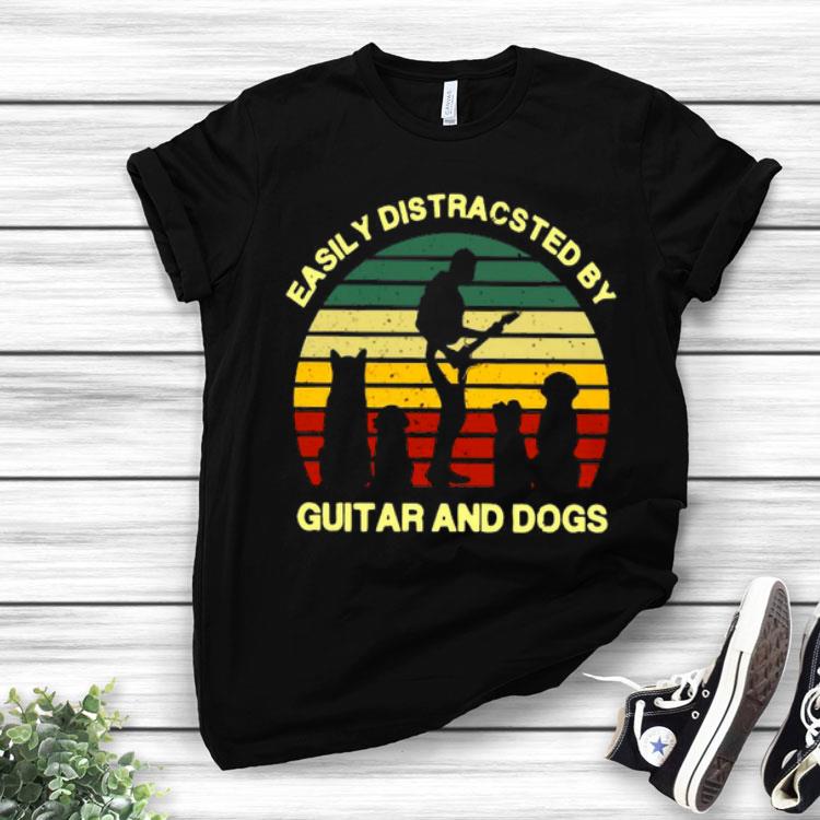 Easily Distracsted By Guitar And Dogs Vintage Shirt