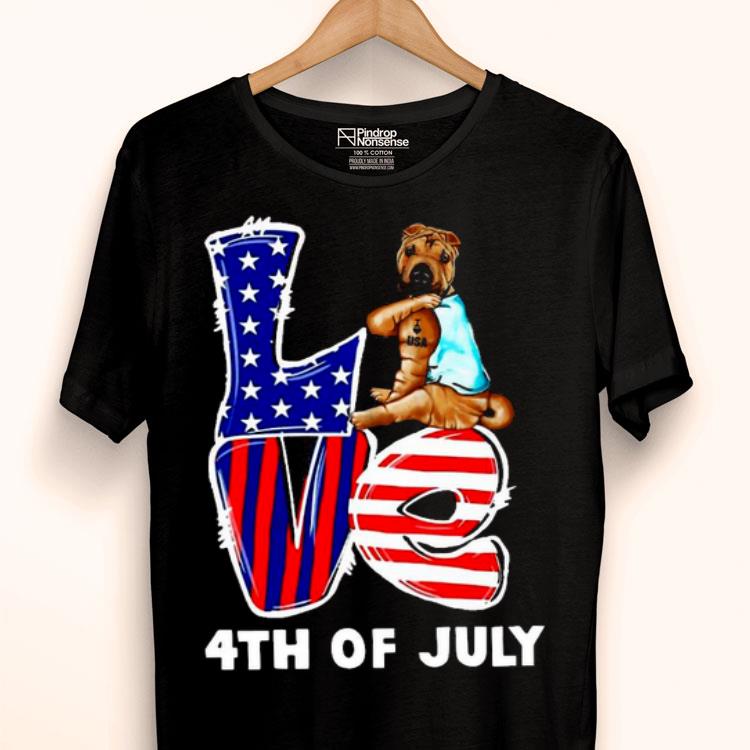 4th Of July Shar Pei Dog Tattoo I Love USA Shirt