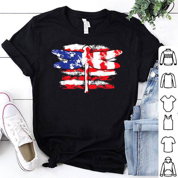 4th of July Patriotic Dragonfly with American Flag Shirt