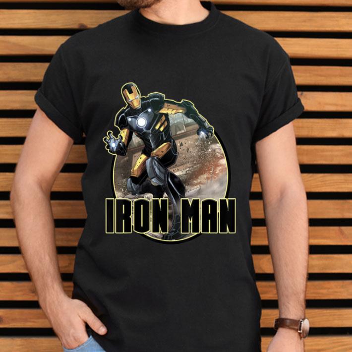 Marvel Iron Man Rubble Explosion Circle Portrait Shirt