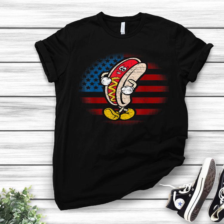 Hot Dog With Mustard 4th Of July America Flag Shirt
