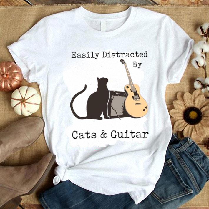 Easily Distracted By Cats And Guitar Shirt