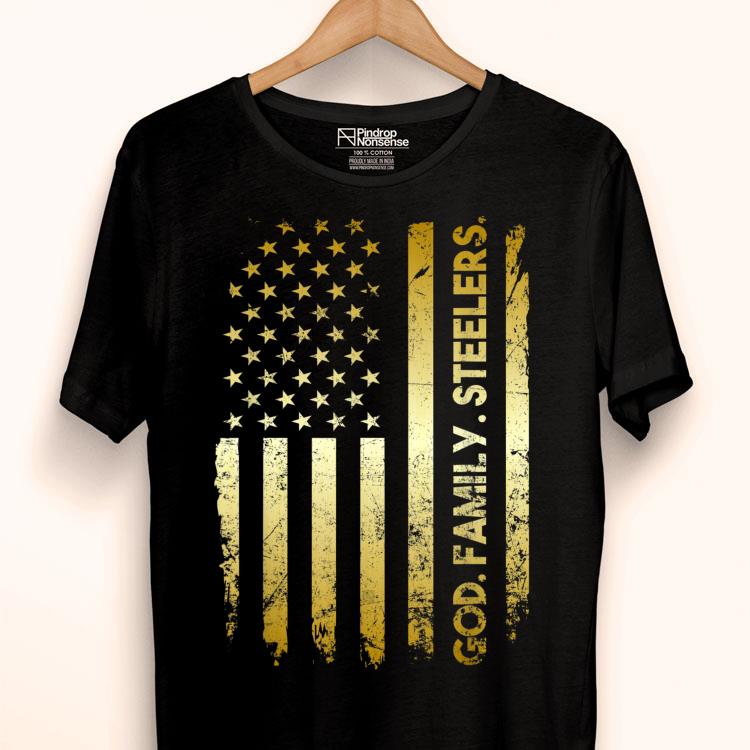 God Family Steelers Pro Us Flag Father's Day Dad Shirt