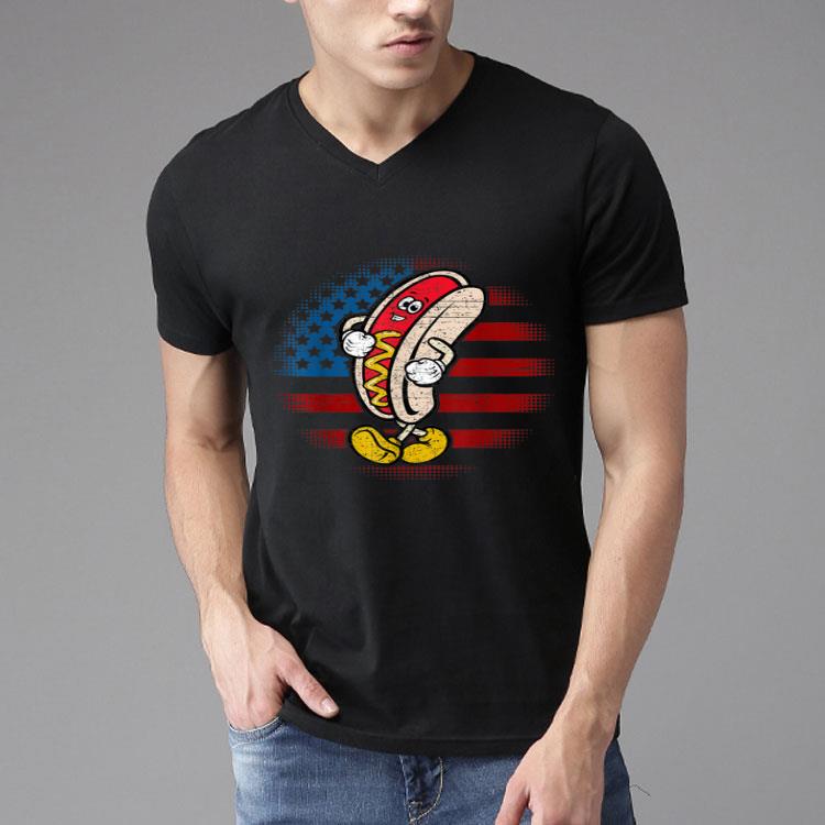 Hot Dog With Mustard 4th Of July America Flag Shirt