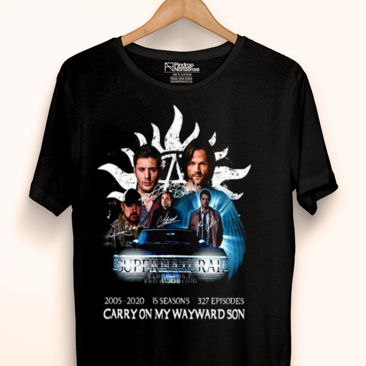 Supernatural 2002 2020 15 Seasons 327 Episodes Carry On My Wayward Son Signatures Shirt