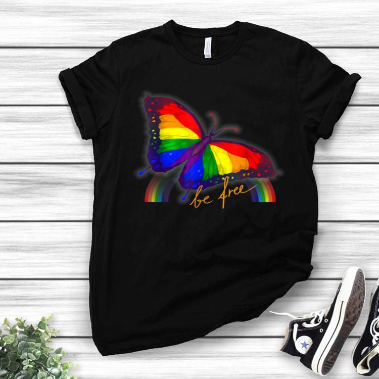 Gay Pride Flag Butterfly LGBT CSD Be Free Shirt