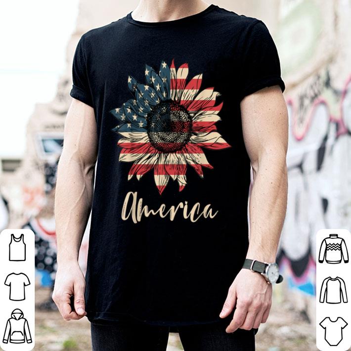 America Sunflower Flag 4th July American Patriotic Flower Shirt