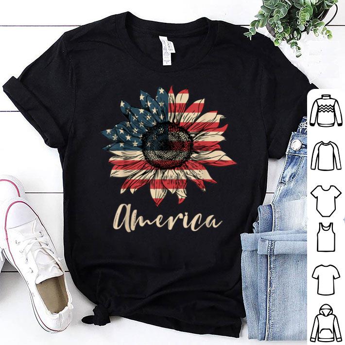 America Sunflower Flag 4th July American Patriotic Flower Shirt