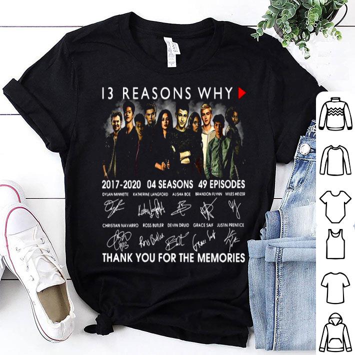 13 Reasons Why 2017 2020 04 Seasons 49 Episodes Thank You For The Memories Signatures Shirt