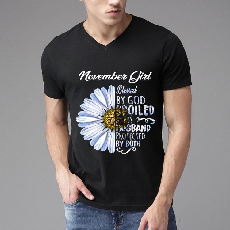Chrysanthemum Flower November Girl Blessed By God Spoiled By My Husband Protected By Both Shirt