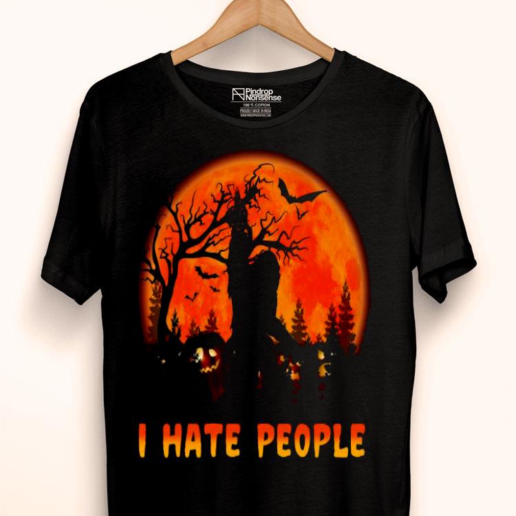 Bigfoot Halloween I Hate People Moon Shirt