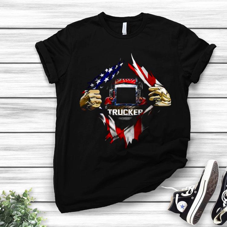 Blood Inside Me Trucker American Flag Shirt