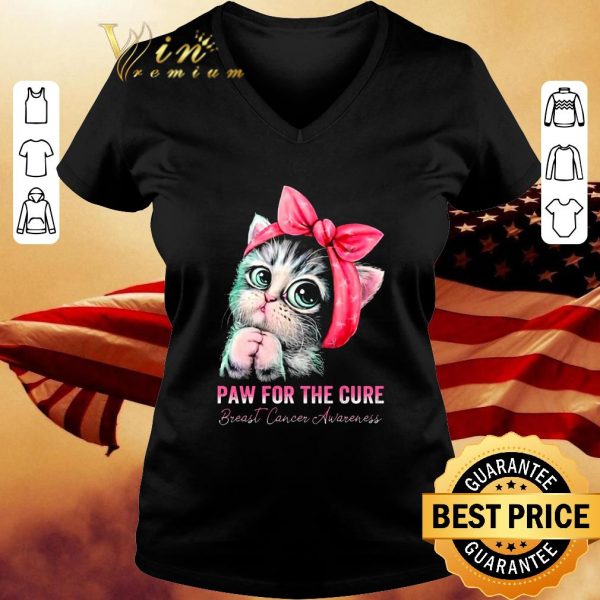 Original Kitten Cat Paw For The Cure Breast Cancer Awareness shirt 3