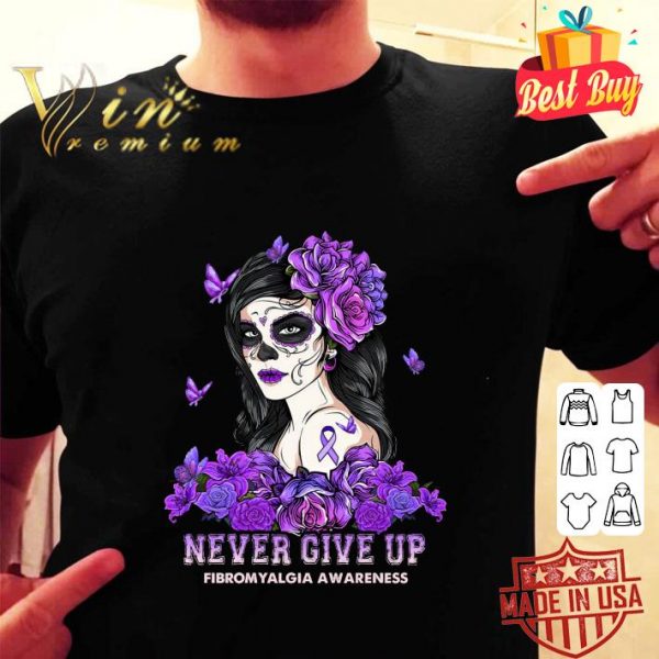Original Tattoo Girl Never Give Up Fibromyalgia Awareness shirt 2