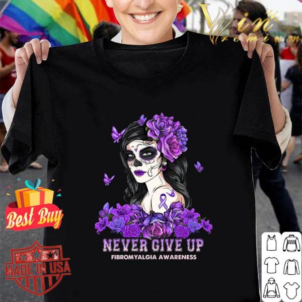 Original Tattoo Girl Never Give Up Fibromyalgia Awareness shirt 1