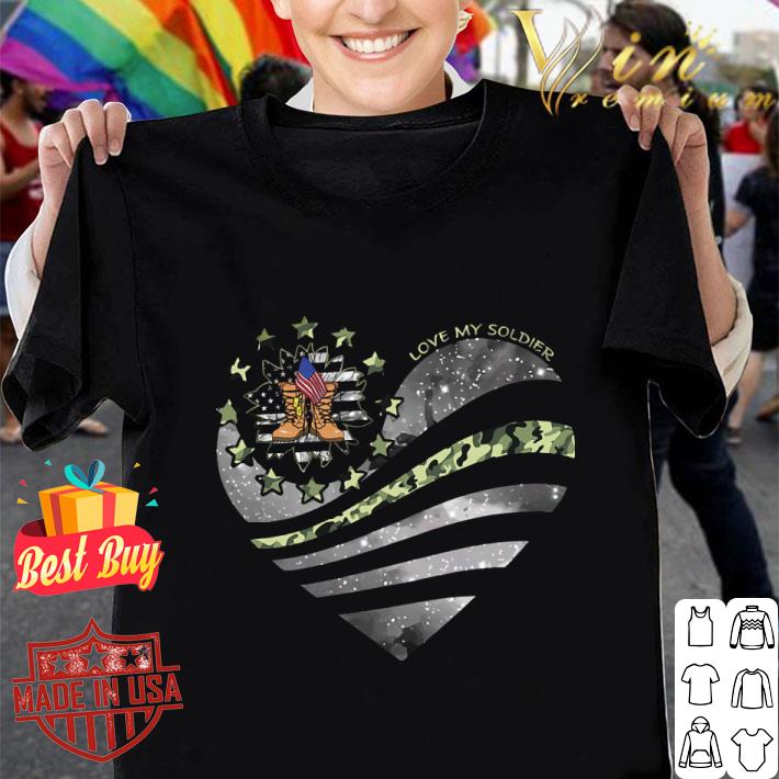 Premium Heart American flag love my soldier shirt 6