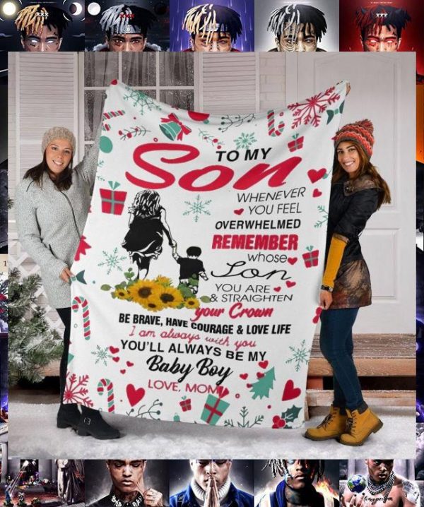 Mother's day To my son whenever you feel overwhelmed Christmas Quilt Blanket 1