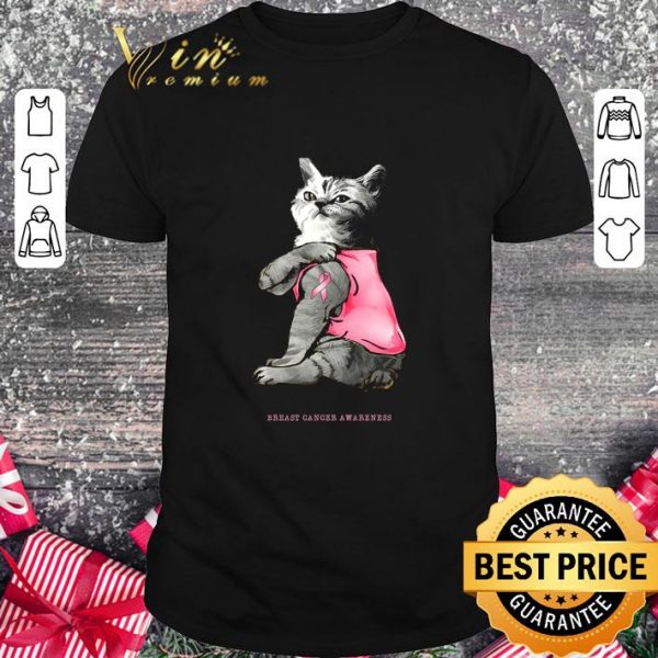 Premium Cat Tattoo Breast Cancer Awareness shirt 1