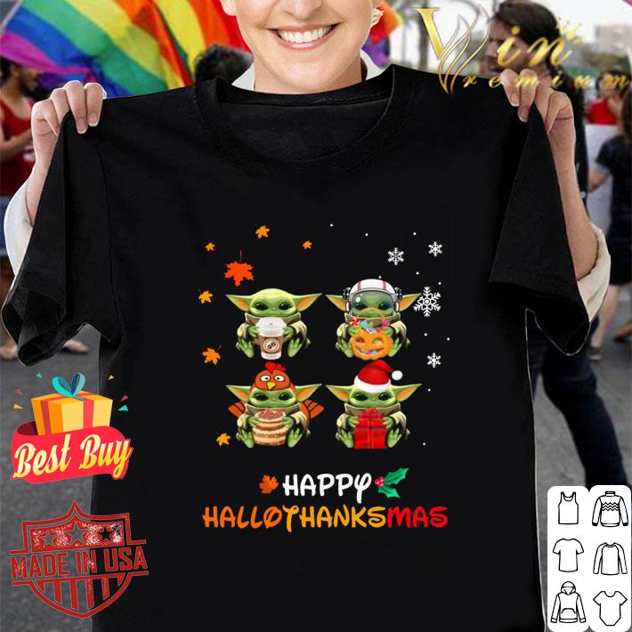 Hot Baby Yoda Happy HalloThanksMas Star Wars Mandalorian shirt 6