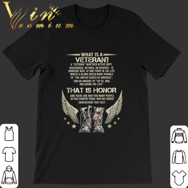 Wings Veteran Boot What Is A Veteran That Is Honor shirt 1