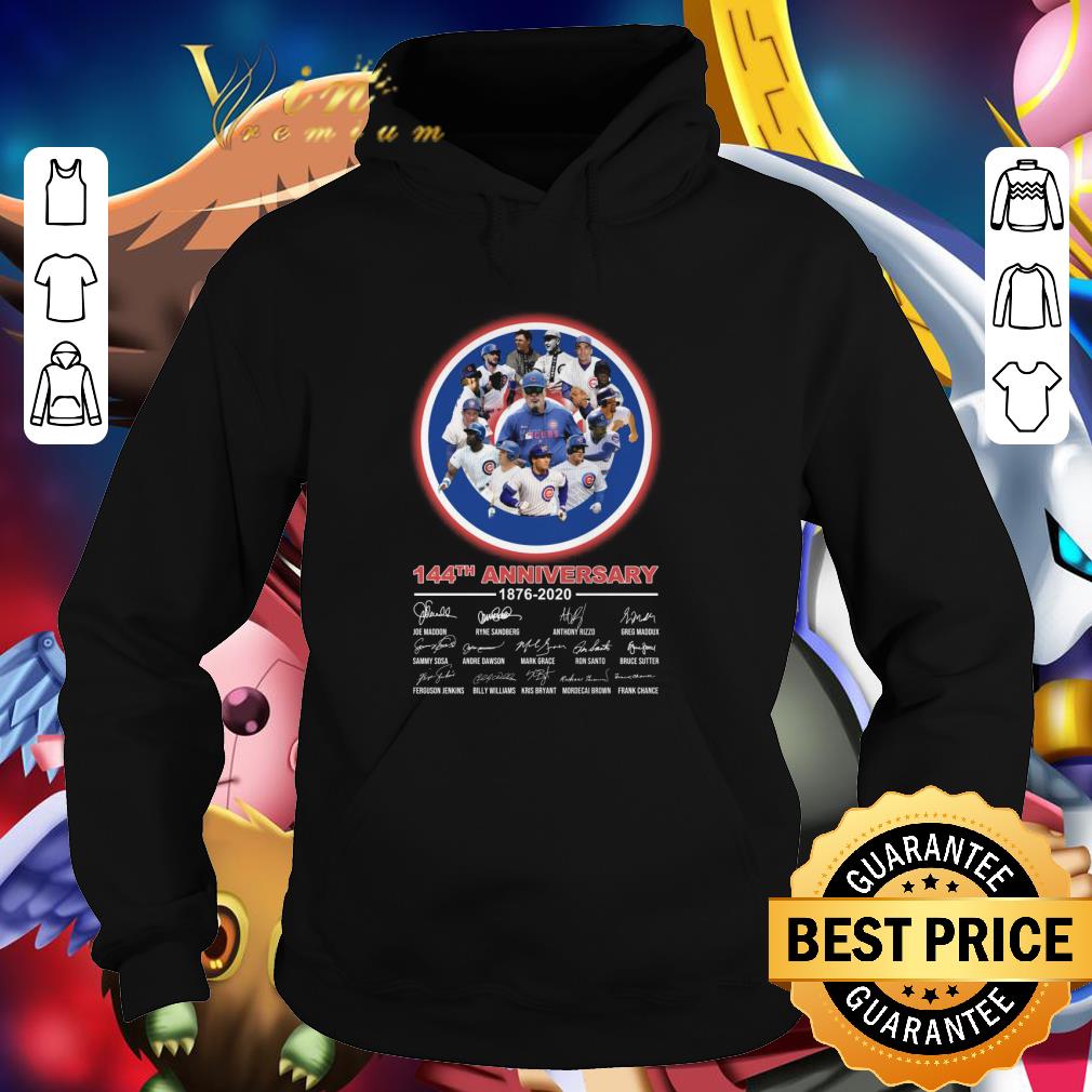 Funny Chicago Cubs 144th anniversary 1876-2020 signatures shirt