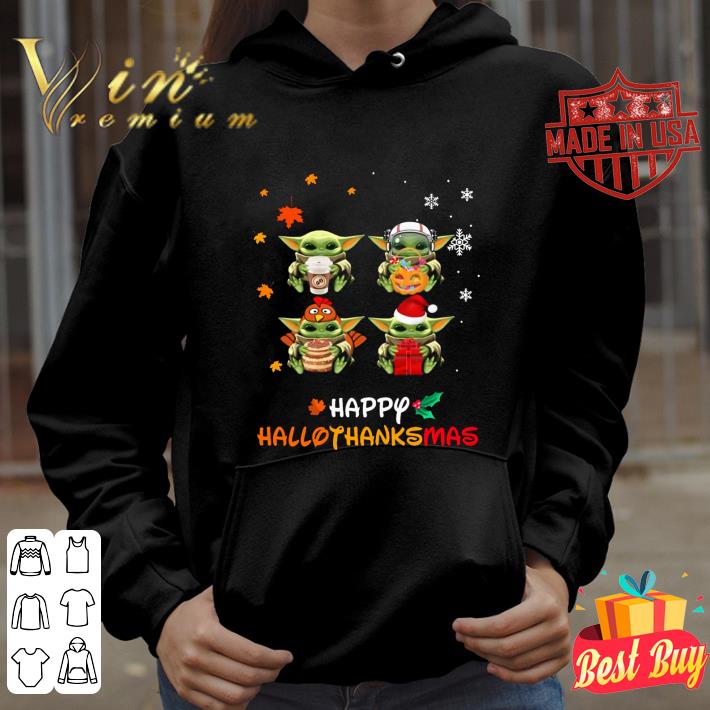 Hot Baby Yoda Happy HalloThanksMas Star Wars Mandalorian shirt