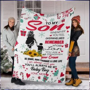 Mother's day To my son whenever you feel overwhelmed Christmas Quilt Blanket 5