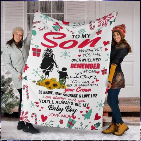 Mother's day To my son whenever you feel overwhelmed Christmas Quilt Blanket 3