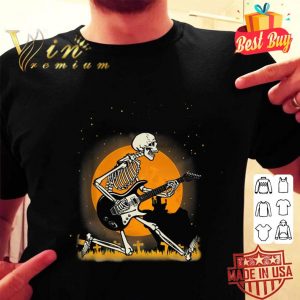 Premium Skeleton playing guitar halloween shirt 4